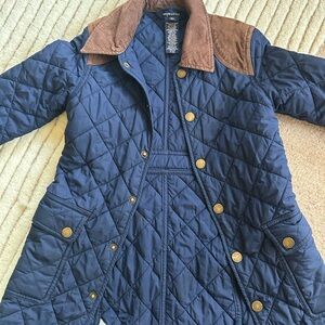 Ralph Lauren Navy Quilted Jacket with Tan Collar